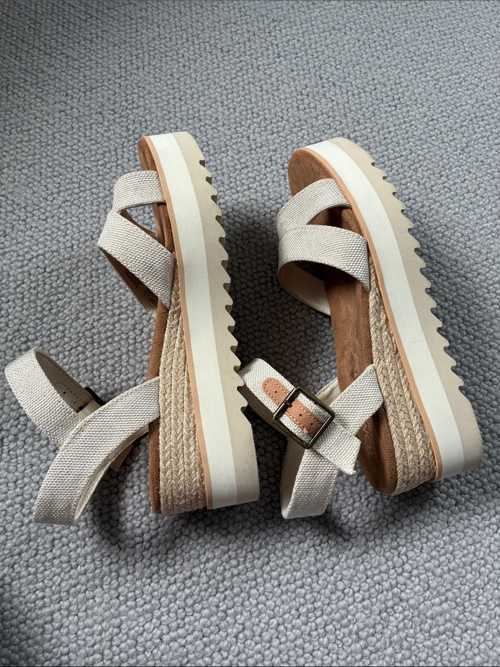 Toms Louisa Platform Espadrille Wedge Sandals, White/Cream, Size 7